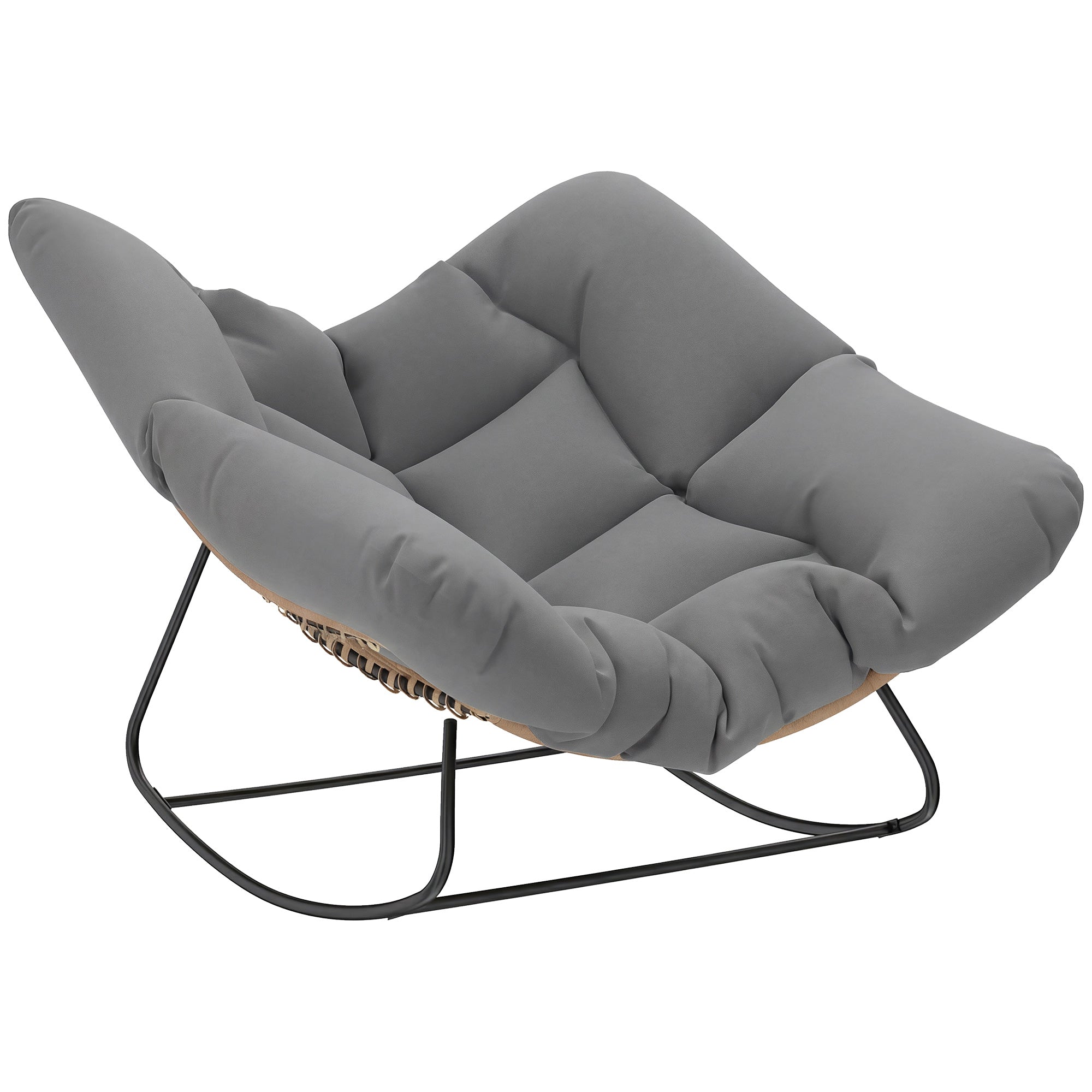 Swing Chair with Cushion — Weatherproof Outdoor/Indoor Egg Chair, Gray, Supports up to 265 lb