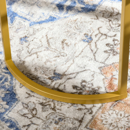 Set of 2 modern round nested coffee tables 70/54 cm tempered glass top and golden carbon steel base