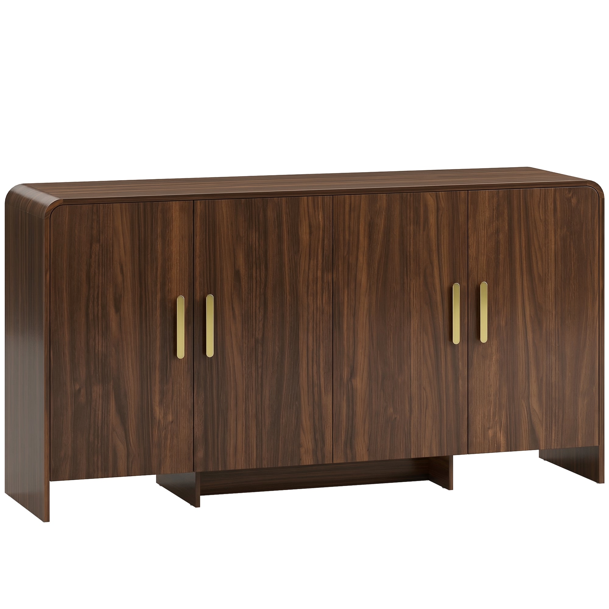 Modern Sideboard, 59.8 in Buffet Cabinet with 4 Storage Compartments, Soft-Close Doors, TV Stand for TVs up to 72 in, Walnut Brown