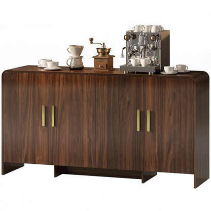 Modern Sideboard, 59.8 in Buffet Cabinet with 4 Storage Compartments, Soft-Close Doors, TV Stand for TVs up to 72 in, Walnut Brown