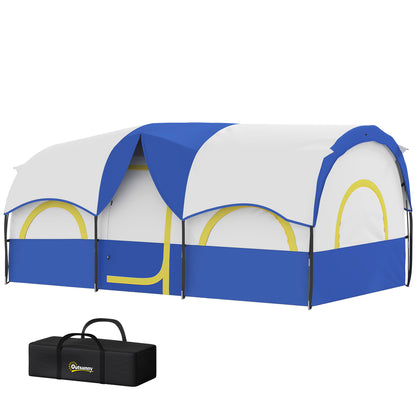Tunnel Tent, Camping Tent for 6 People with 3 Rooms, UV Protection, Mesh Windows, Windproof Family Tent with Carry Bag, 3000mm Water Resistant Group Tent for Garden, Camping, Blue