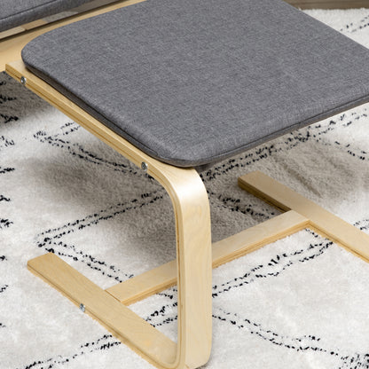 Recliner with Footstool, Lounge Chair with Ottoman, Reading Chair, Recliner with Armrest, Rocking Chair, Relaxing Chair with Linen Cover for Living Room, Balcony, Hallway, Gray 66.5 x 80 x 99 cm