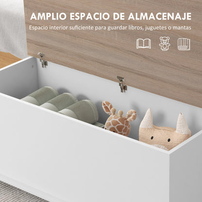 Wooden Storage Chest Storage Trunk with Lid Max Load 120 kg for Bedroom Living Room 100x40x40 cm Natural and White