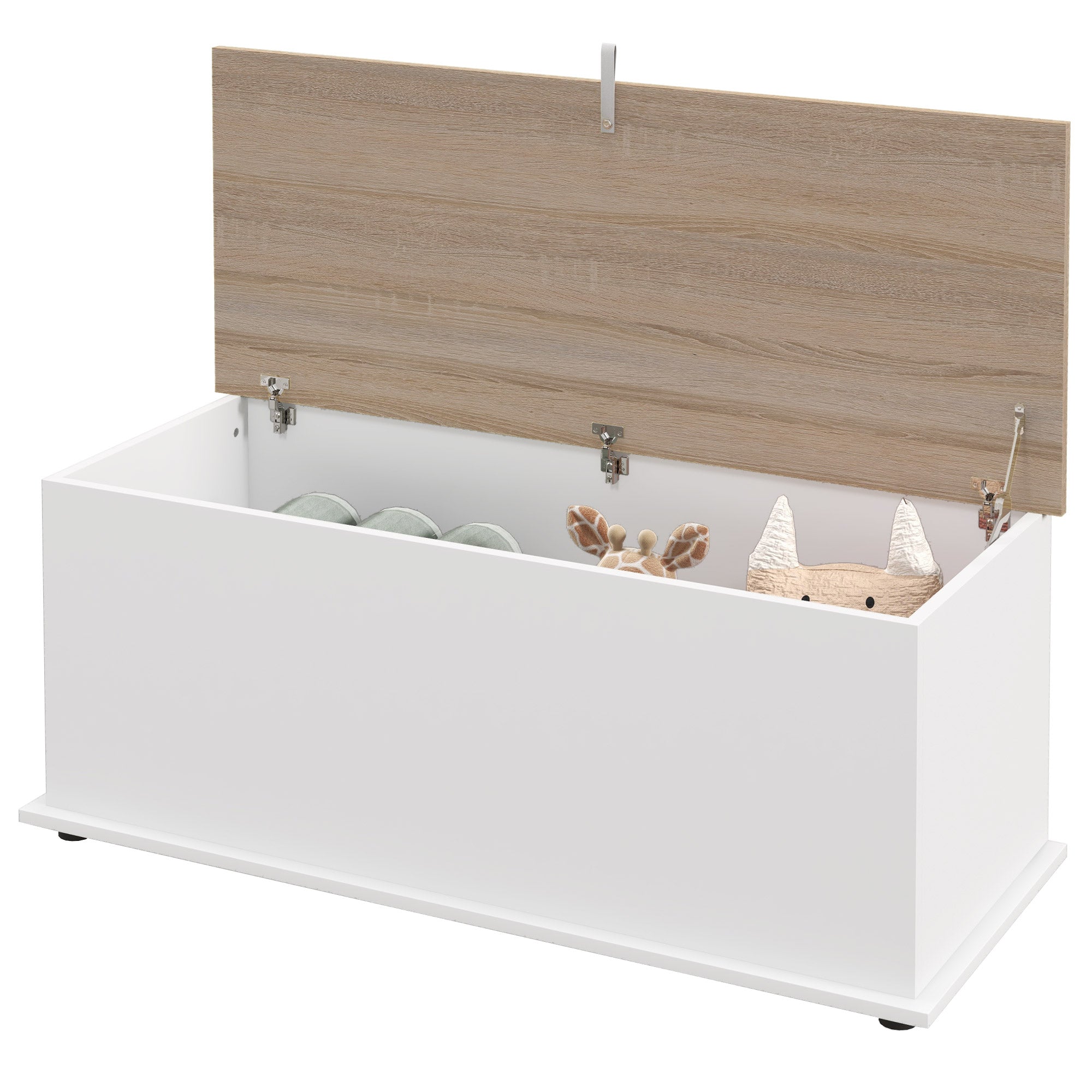 Wooden Storage Chest Storage Trunk with Lid Max Load 120 kg for Bedroom Living Room 100x40x40 cm Natural and White