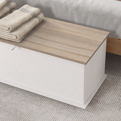 Wooden Storage Chest Storage Trunk with Lid Max Load 120 kg for Bedroom Living Room 100x40x40 cm Natural and White