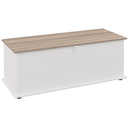 Wooden Storage Chest Storage Trunk with Lid Max Load 120 kg for Bedroom Living Room 100x40x40 cm Natural and White