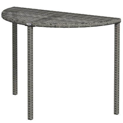 Balcony Table Garden Side Table Table Outdoor Furniture semicircular Rattan Metal Grey 100 x 50 x 74 cm