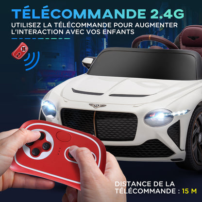 Kids Electric Car -  - Bentley Bacalar - 2 motors 12V 25W - 2.4G remote control - MP3 - horn - 2 headlights - white