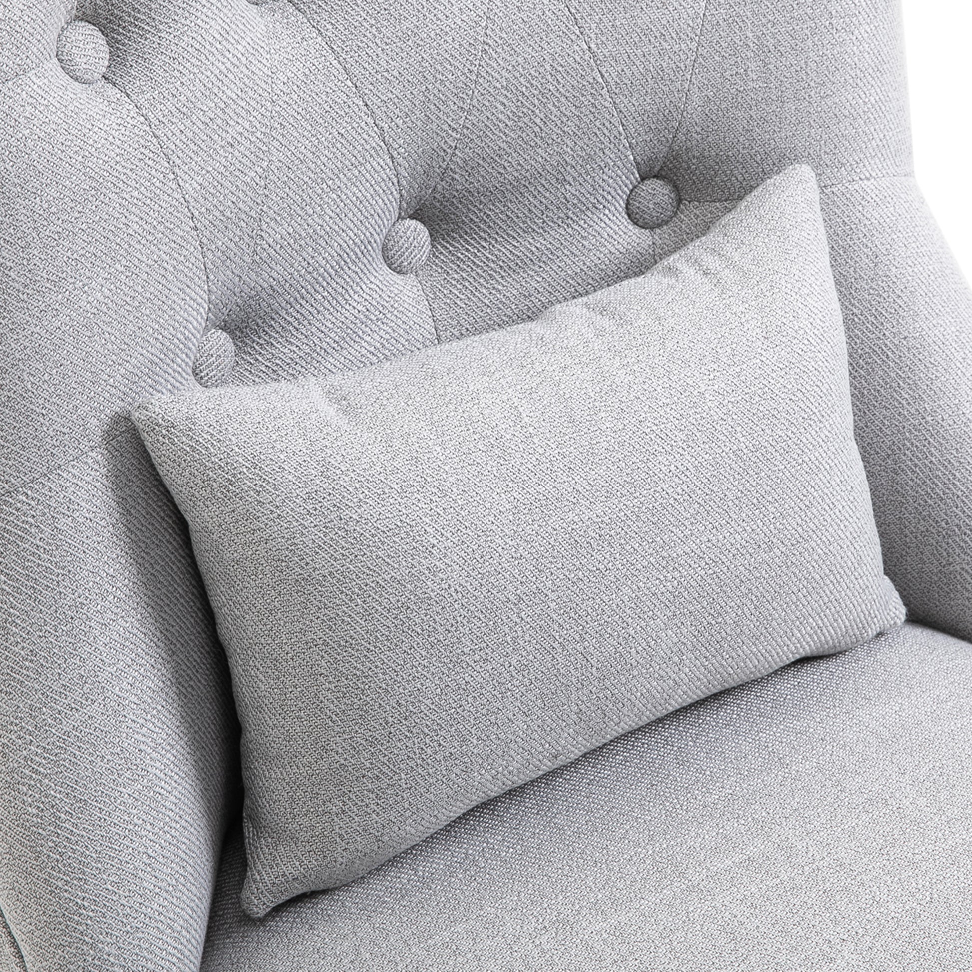 Armchair Living Room Relax Armchair Lounge Armchair with Back Pillow, Wooden Legs, Reading Armchair with Linen Look, Upholstered Armchair for Bedroom, Gray