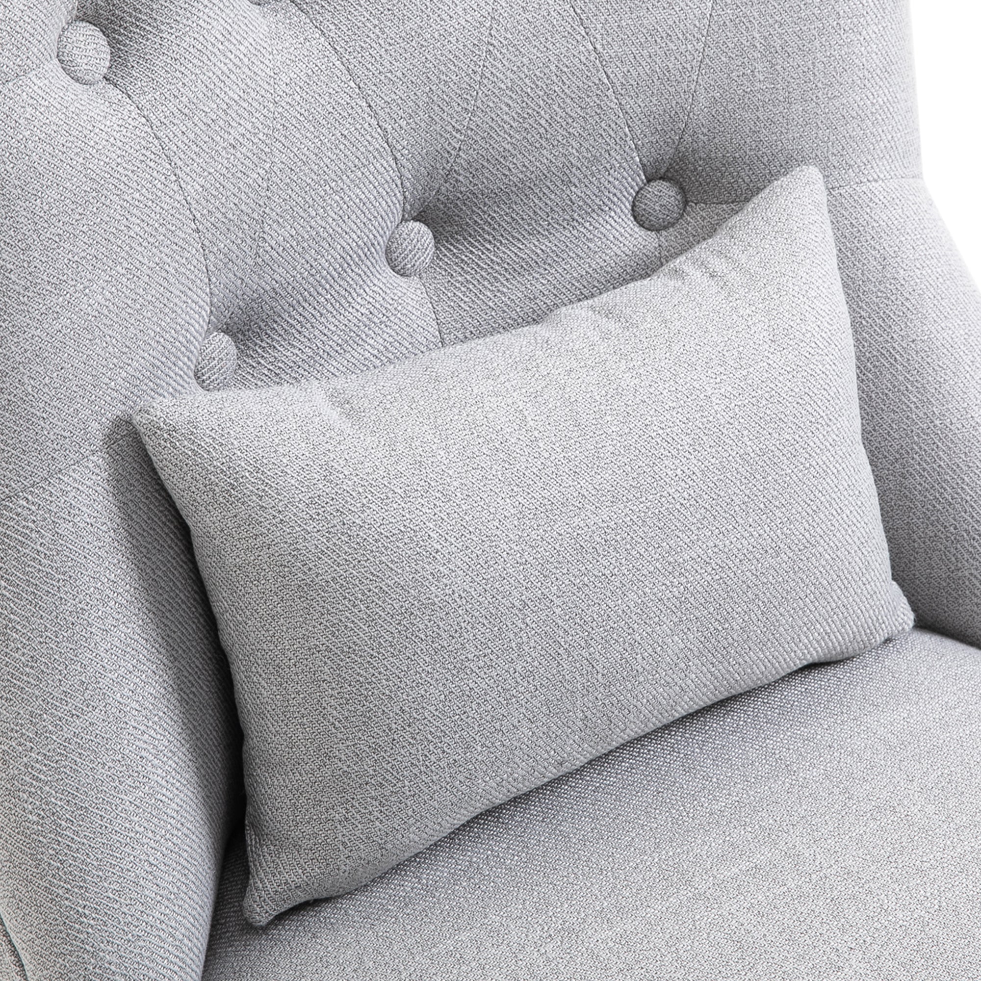 Armchair Living Room Relax Armchair Lounge Armchair with Back Pillow, Wooden Legs, Reading Armchair with Linen Look, Upholstered Armchair for Bedroom, Gray
