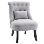 Armchair Living Room Relax Armchair Lounge Armchair with Back Pillow, Wooden Legs, Reading Armchair with Linen Look, Upholstered Armchair for Bedroom, Gray