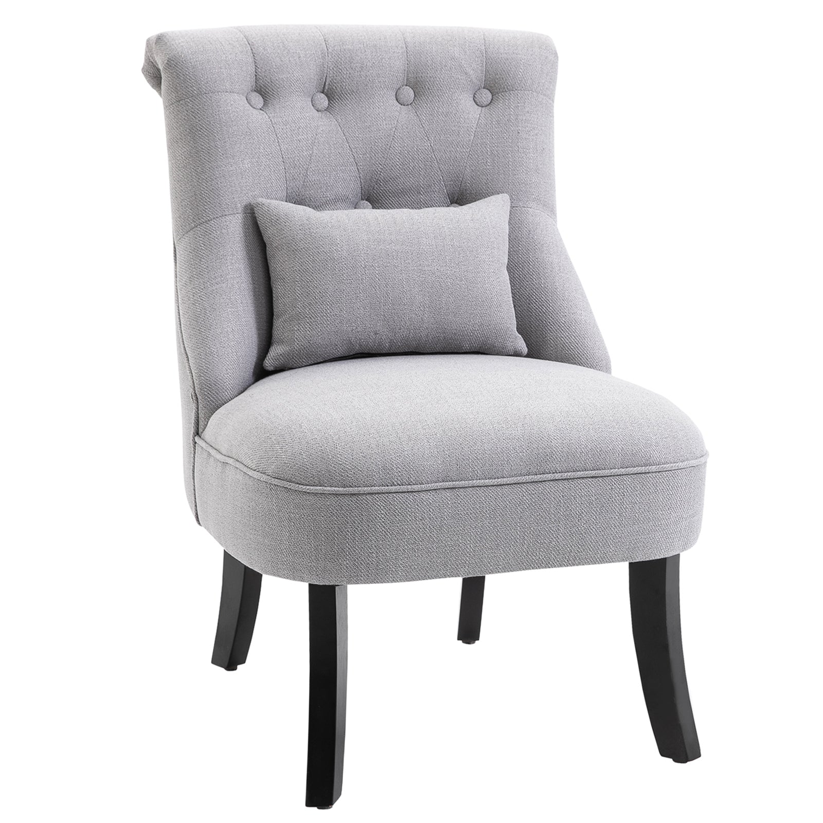 Armchair Living Room Relax Armchair Lounge Armchair with Back Pillow, Wooden Legs, Reading Armchair with Linen Look, Upholstered Armchair for Bedroom, Gray
