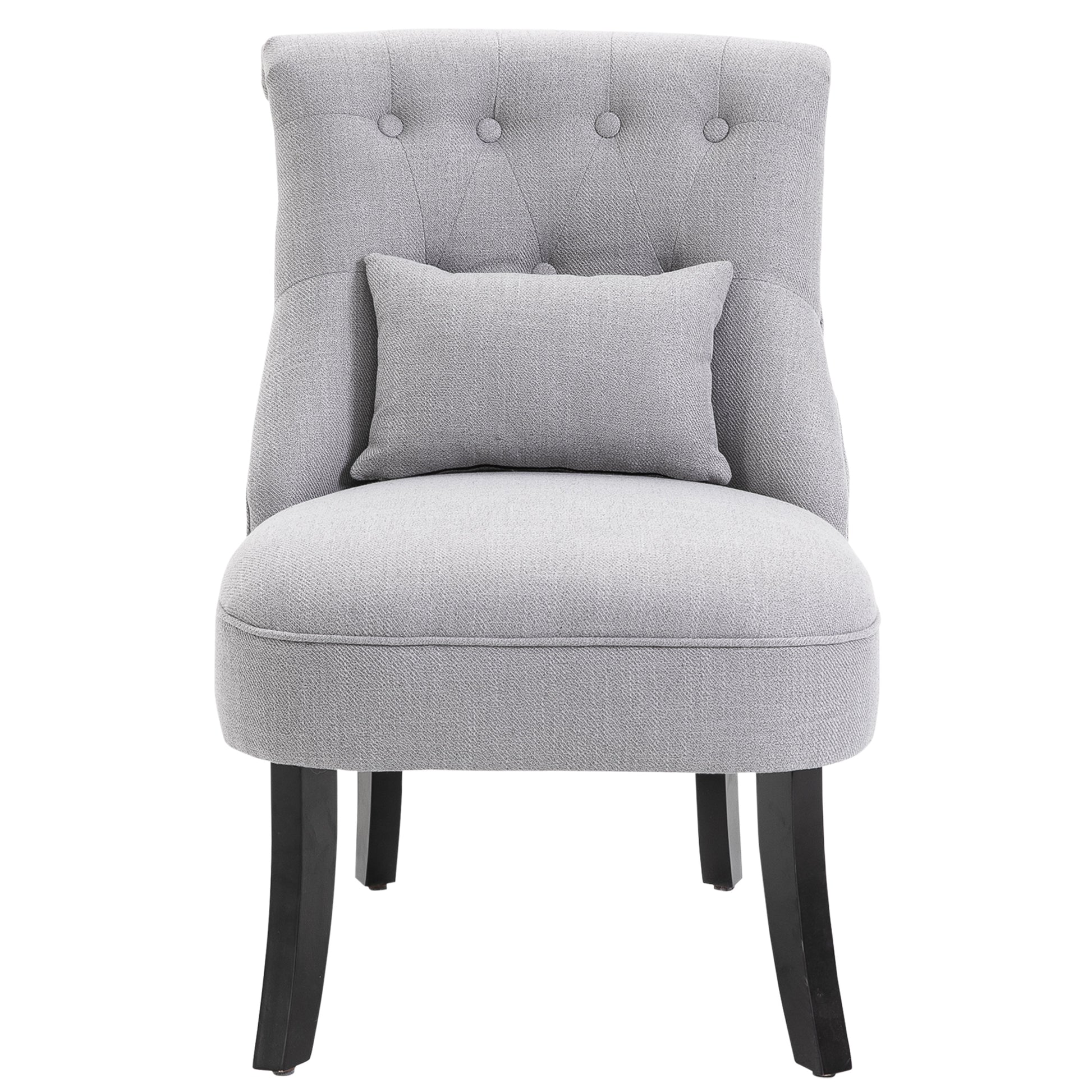 Armchair Living Room Relax Armchair Lounge Armchair with Back Pillow, Wooden Legs, Reading Armchair with Linen Look, Upholstered Armchair for Bedroom, Gray