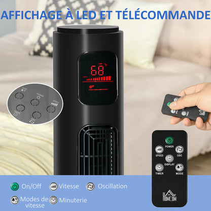 Quiet Tower Fan 45W, Bedroom Tower Fan with 3 Modes 3 Speeds, Remote Control, 70° Oscillation, 12H Timer, LED Display, 117cm, Black