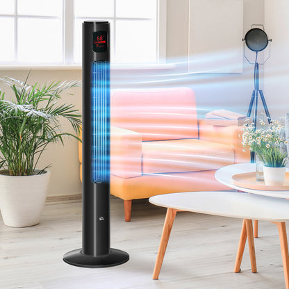Quiet Tower Fan 45W, Bedroom Tower Fan with 3 Modes 3 Speeds, Remote Control, 70° Oscillation, 12H Timer, LED Display, 117cm, Black