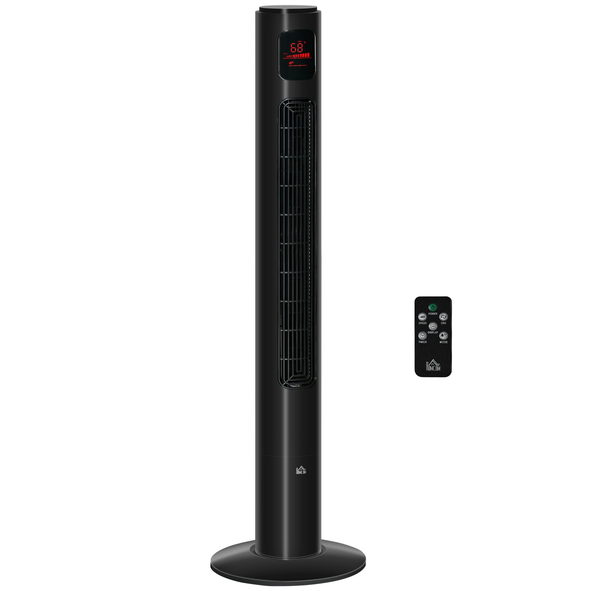 Quiet Tower Fan 45W, Bedroom Tower Fan with 3 Modes 3 Speeds, Remote Control, 70° Oscillation, 12H Timer, LED Display, 117cm, Black