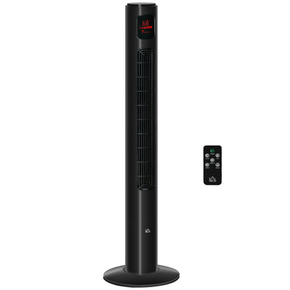 Quiet Tower Fan 45W, Bedroom Tower Fan with 3 Modes 3 Speeds, Remote Control, 70° Oscillation, 12H Timer, LED Display, 117cm, Black