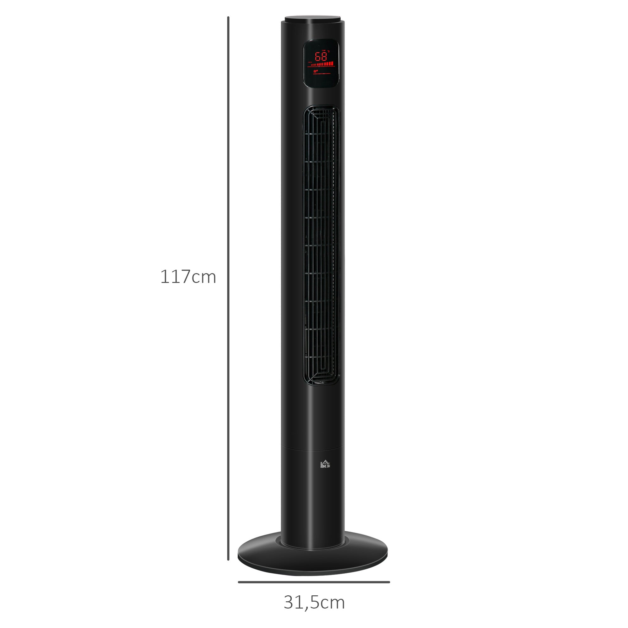 Quiet Tower Fan 45W, Bedroom Tower Fan with 3 Modes 3 Speeds, Remote Control, 70° Oscillation, 12H Timer, LED Display, 117cm, Black
