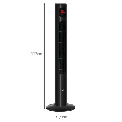 Quiet Tower Fan 45W, Bedroom Tower Fan with 3 Modes 3 Speeds, Remote Control, 70° Oscillation, 12H Timer, LED Display, 117cm, Black