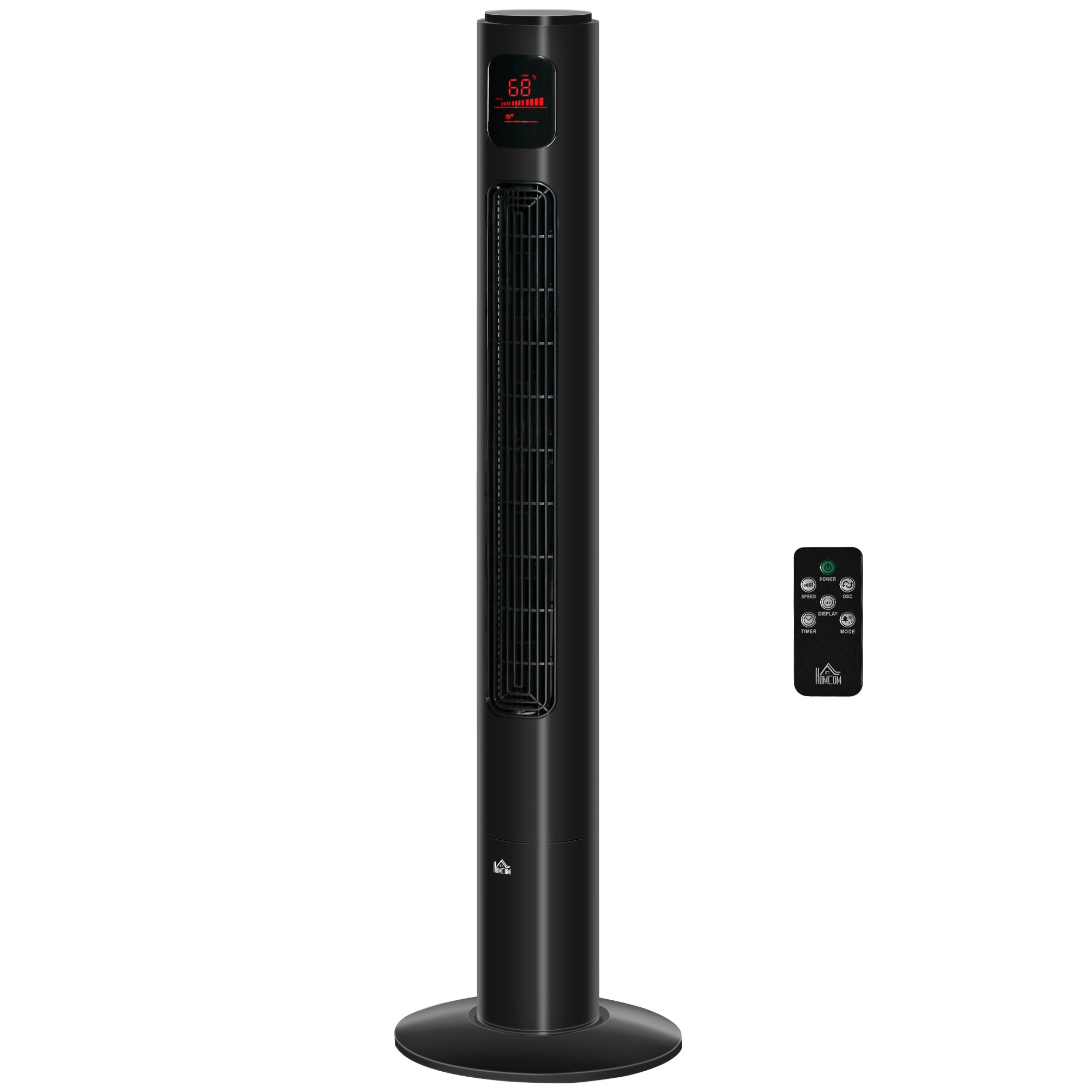 Quiet Tower Fan 45W, Bedroom Tower Fan with 3 Modes 3 Speeds, Remote Control, 70° Oscillation, 12H Timer, LED Display, 117cm, Black