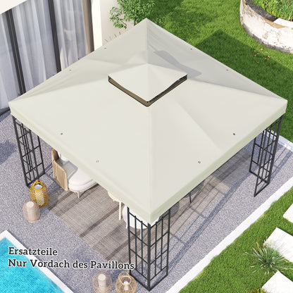 Replacement Canopy for Gazebo 3 x 3 m, water-repellent Gazebo Roof, double-tier Replacement Cover for Garden Gazebo, Oxford Fabric Replacement Parts, 370 g/m², Light Grey