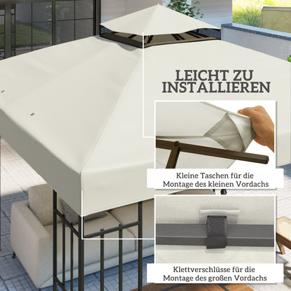 Replacement Canopy for Gazebo 3 x 3 m, water-repellent Gazebo Roof, double-tier Replacement Cover for Garden Gazebo, Oxford Fabric Replacement Parts, 370 g/m², Light Grey