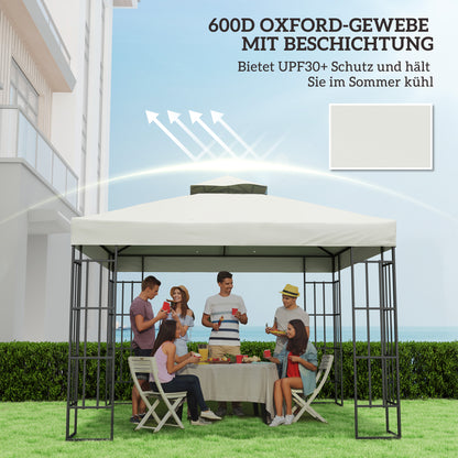 Replacement Canopy for Gazebo 3 x 3 m, water-repellent Gazebo Roof, double-tier Replacement Cover for Garden Gazebo, Oxford Fabric Replacement Parts, 370 g/m², Light Grey