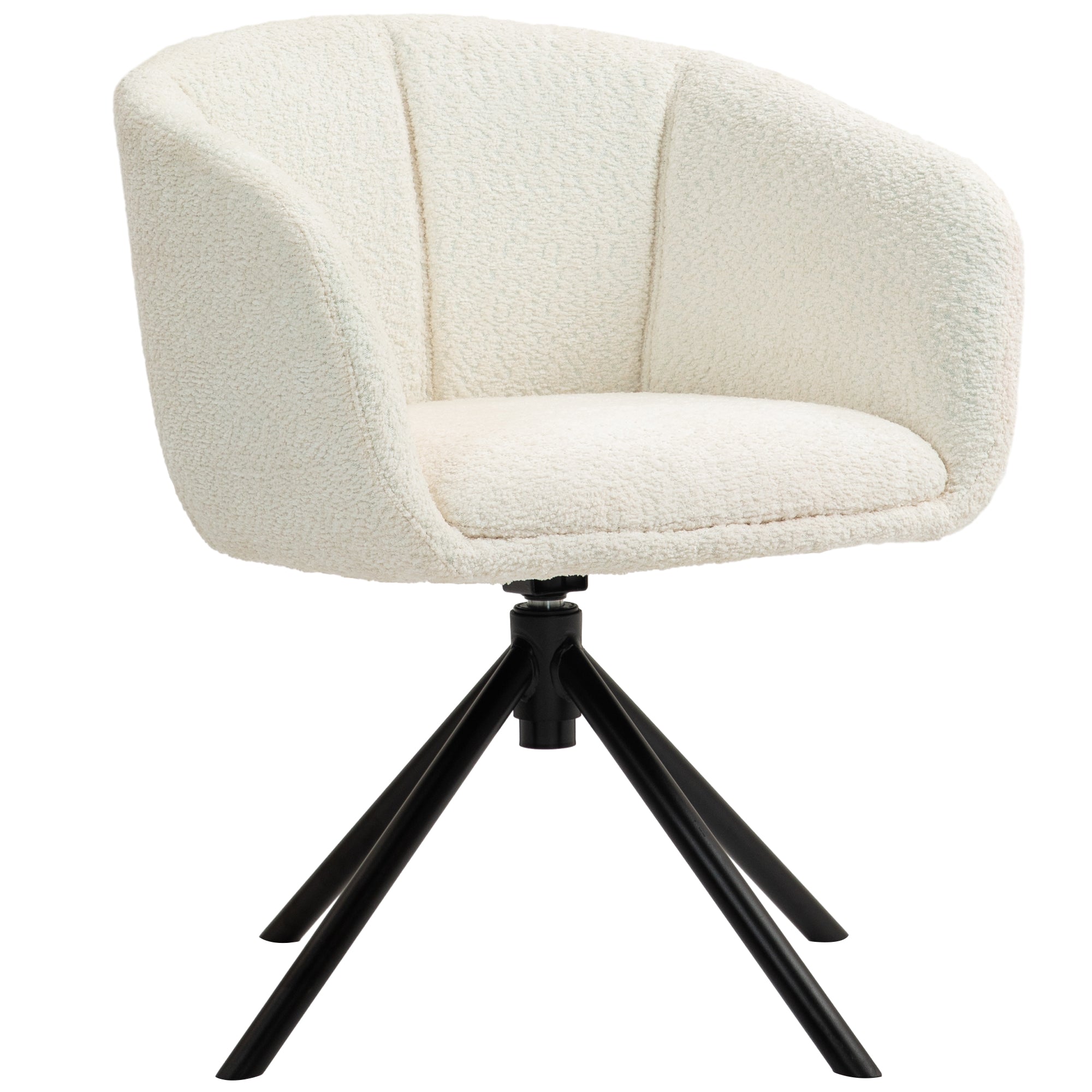 Armchair Lounge Chair with Armrest, Linen Look, Dining Chair Swivel, Swivel Chair with Metal Legs, Kitchen Chair, for Living Room, Kitchen, Bedroom, Off-white