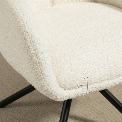 Armchair Lounge Chair with Armrest, Linen Look, Dining Chair Swivel, Swivel Chair with Metal Legs, Kitchen Chair, for Living Room, Kitchen, Bedroom, Off-white