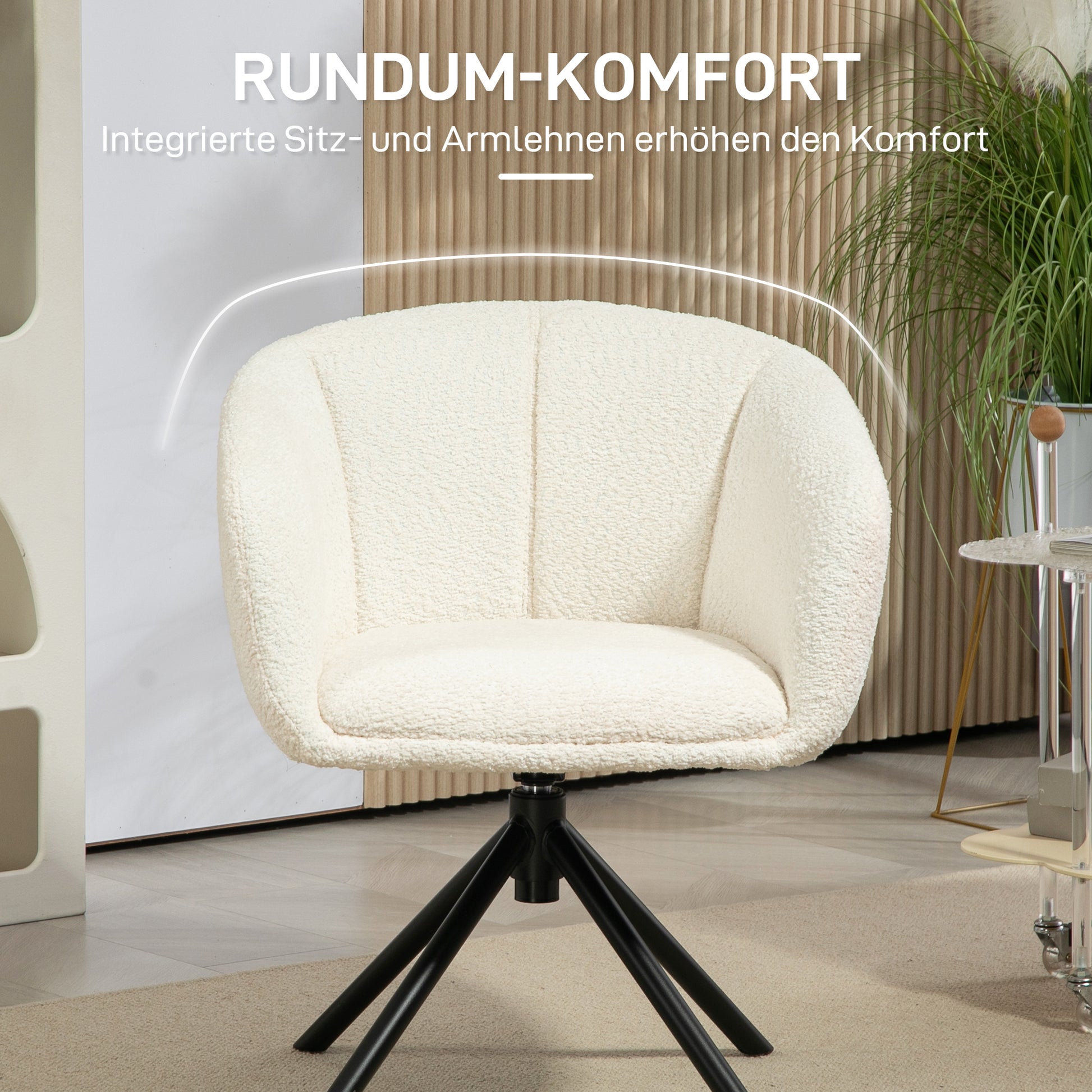 Armchair Lounge Chair with Armrest, Linen Look, Dining Chair Swivel, Swivel Chair with Metal Legs, Kitchen Chair, for Living Room, Kitchen, Bedroom, Off-white