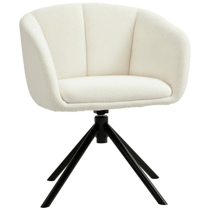 Armchair Lounge Chair with Armrest, Linen Look, Dining Chair Swivel, Swivel Chair with Metal Legs, Kitchen Chair, for Living Room, Kitchen, Bedroom, Off-white