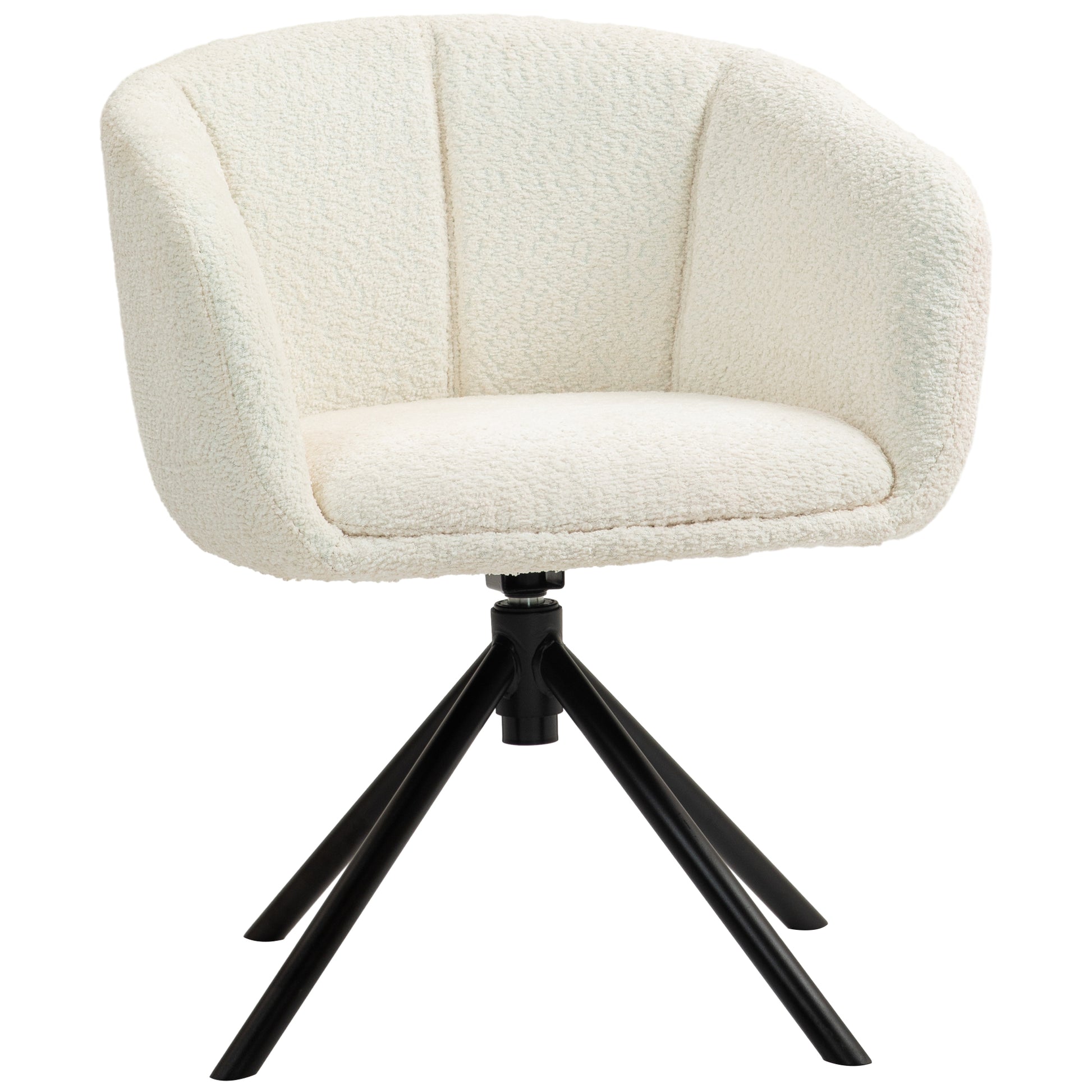 Armchair Lounge Chair with Armrest, Linen Look, Dining Chair Swivel, Swivel Chair with Metal Legs, Kitchen Chair, for Living Room, Kitchen, Bedroom, Off-white