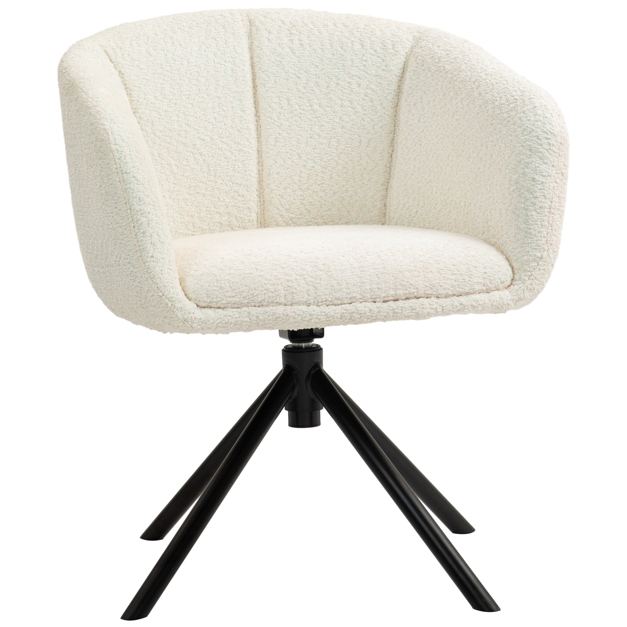 Armchair Lounge Chair with Armrest, Linen Look, Dining Chair Swivel, Swivel Chair with Metal Legs, Kitchen Chair, for Living Room, Kitchen, Bedroom, Off-white