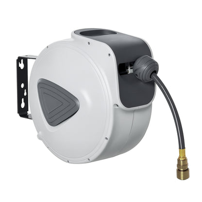 Automatic Hose Reel 20m + 194cm with Φ1/4'' Connection, Wall Mountable and 180° Rotatable, Grey