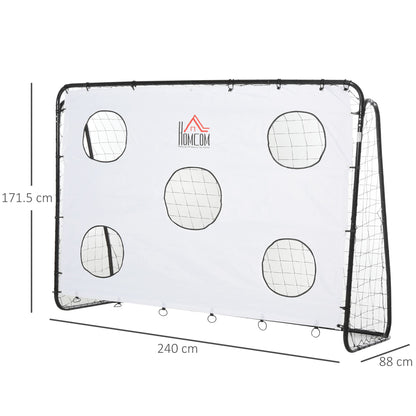 Soccer Goal for Kids and Adults with PE Net, Metal, and Oxford, White and Black, 240x88x171.5cm