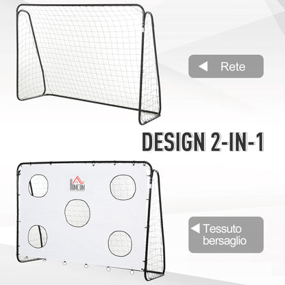 Soccer Goal for Kids and Adults with PE Net, Metal, and Oxford, White and Black, 240x88x171.5cm
