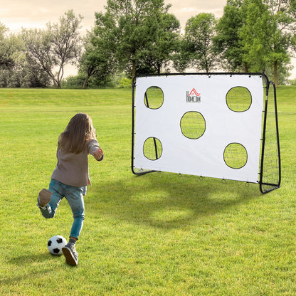 Soccer Goal for Kids and Adults with PE Net, Metal, and Oxford, White and Black, 240x88x171.5cm