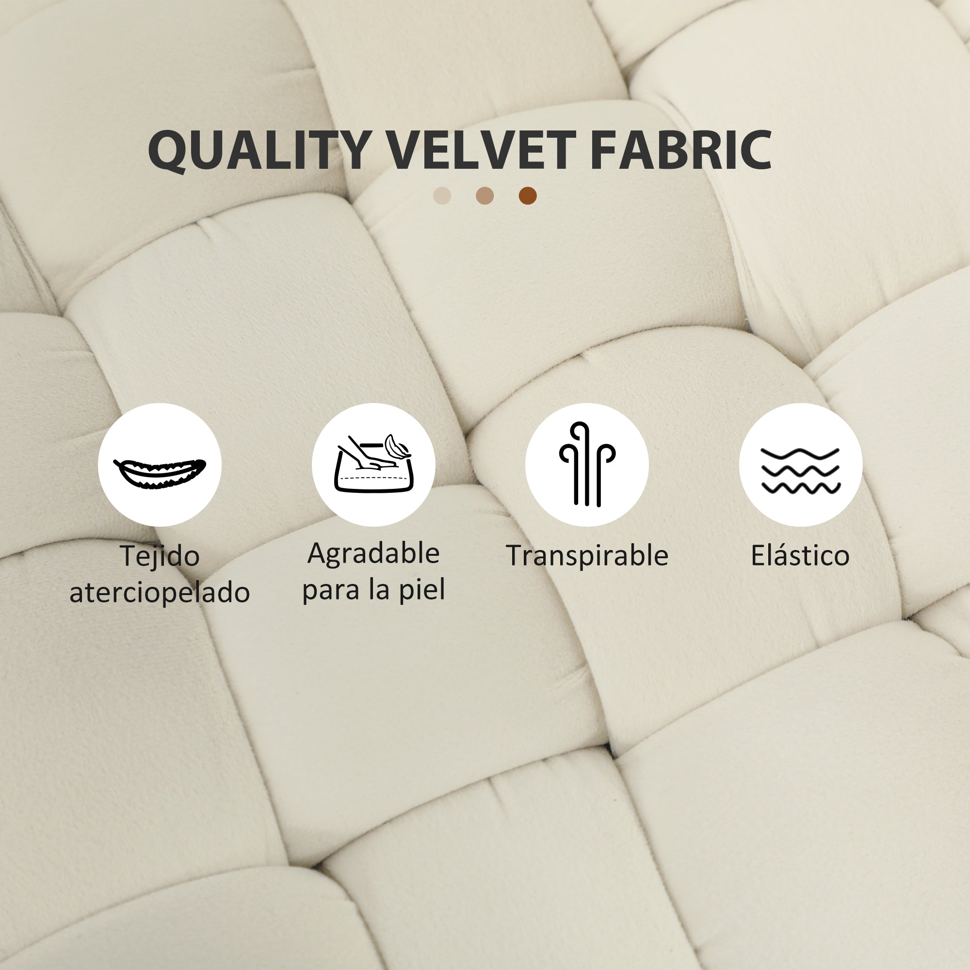 Upholstered Velvet End of Bed Bench Bedroom Bench with Golden Legs and Padded Seat for Entryways Cream