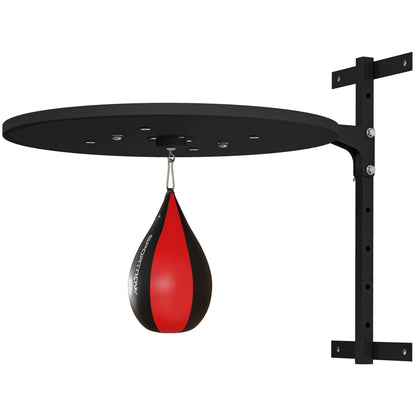 SPORTNOW Wall-Mounted Boxing Platform with Speed Bag Punching Bag for Boxing Training, Adjustable Height 360° Swivel Black and Red