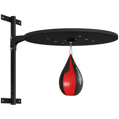 SPORTNOW Wall-Mounted Boxing Platform with Speed Bag Punching Bag for Boxing Training, Adjustable Height 360° Swivel Black and Red