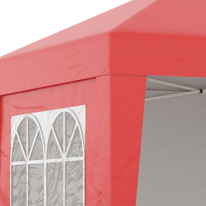 Folding Garden Gazebo Pop-up 2 x 2 m Reception Tent Adjustable Height Anti-UV 30+ 3 Side Walls with 4 Sandbags and 1 Transport Bag Oxford Fabric Steel Red