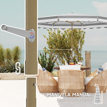 Terrace Exterior Umbrella Ø268 cm Garden Umbrella with Tiltable Angle and Crank UV 50+ Protection Sunshade for Patio Terrace Gray and White