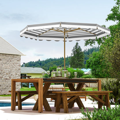 Terrace Exterior Umbrella Ø268 cm Garden Umbrella with Tiltable Angle and Crank UV 50+ Protection Sunshade for Patio Terrace Gray and White