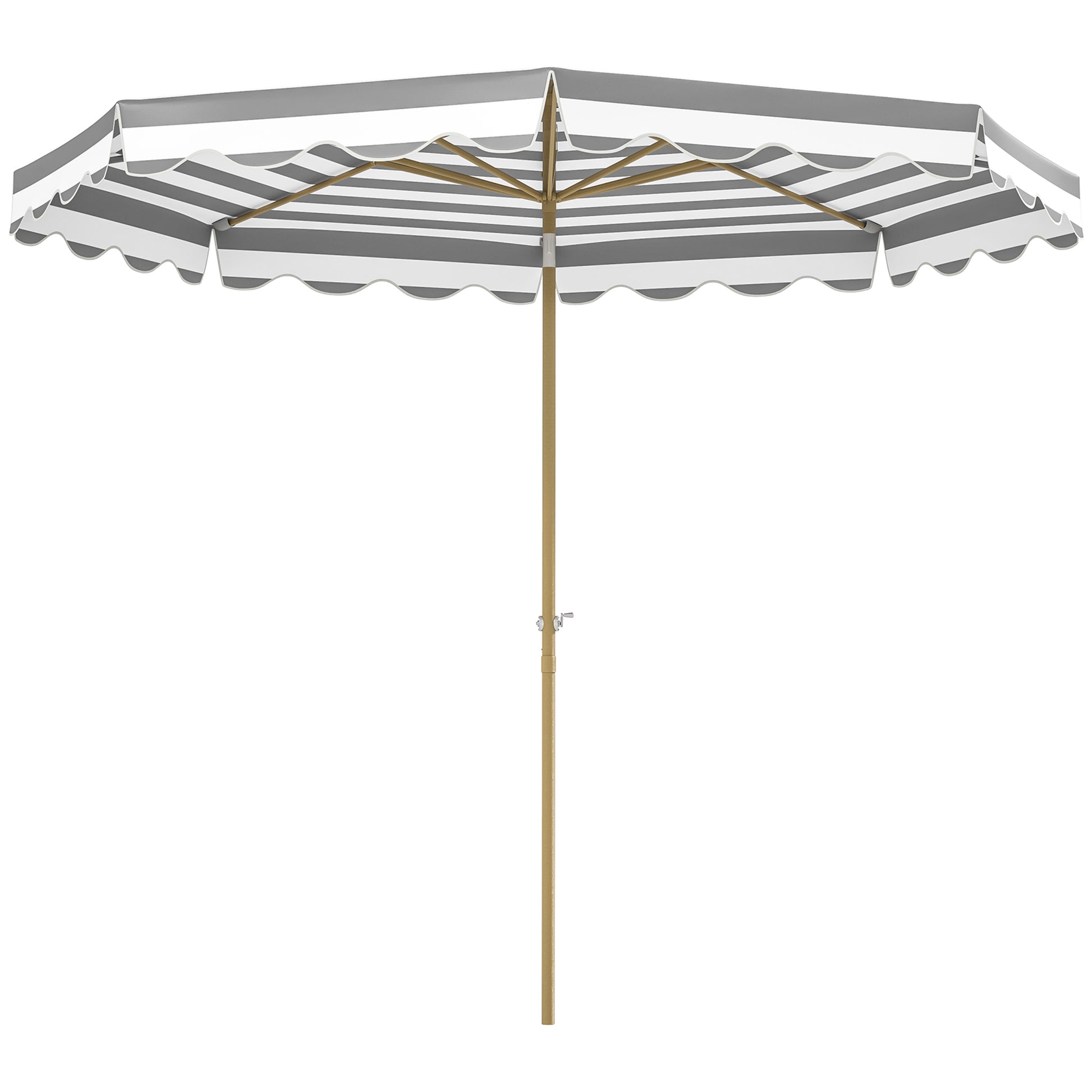 Terrace Exterior Umbrella Ø268 cm Garden Umbrella with Tiltable Angle and Crank UV 50+ Protection Sunshade for Patio Terrace Gray and White