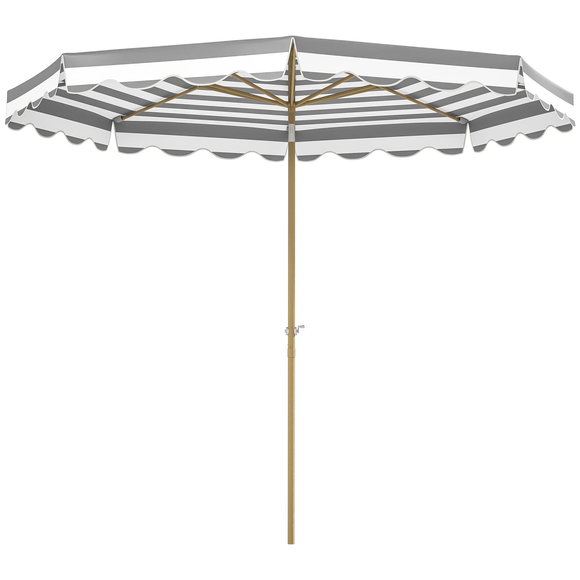 Terrace Exterior Umbrella Ø268 cm Garden Umbrella with Tiltable Angle and Crank UV 50+ Protection Sunshade for Patio Terrace Gray and White