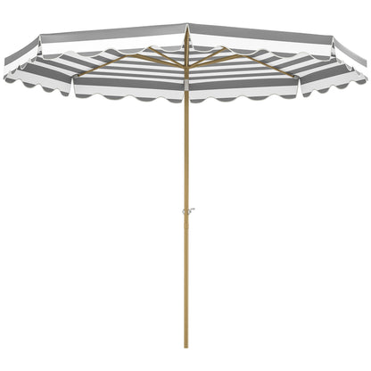 Terrace Exterior Umbrella Ø268 cm Garden Umbrella with Tiltable Angle and Crank UV 50+ Protection Sunshade for Patio Terrace Gray and White