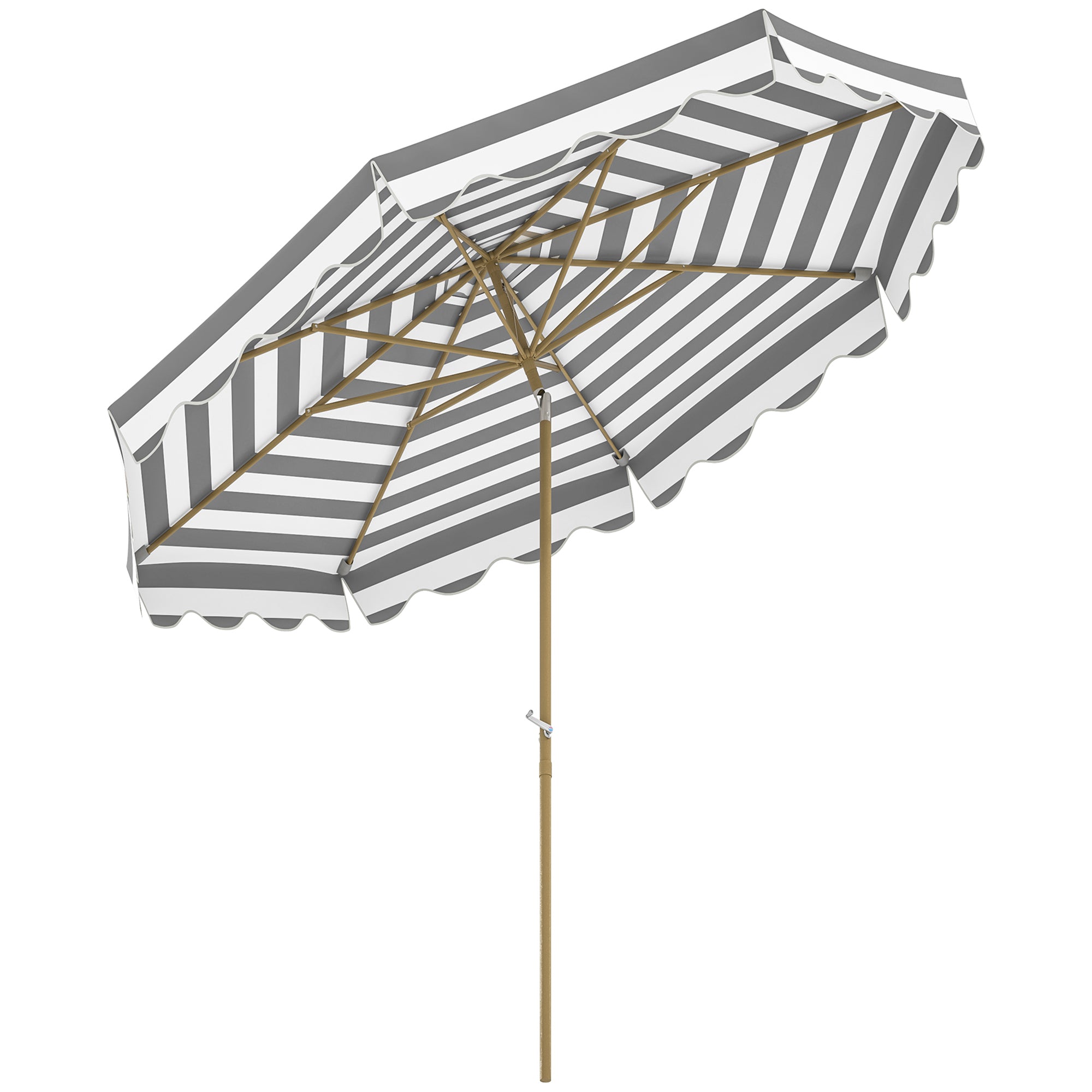 Terrace Exterior Umbrella Ø268 cm Garden Umbrella with Tiltable Angle and Crank UV 50+ Protection Sunshade for Patio Terrace Gray and White