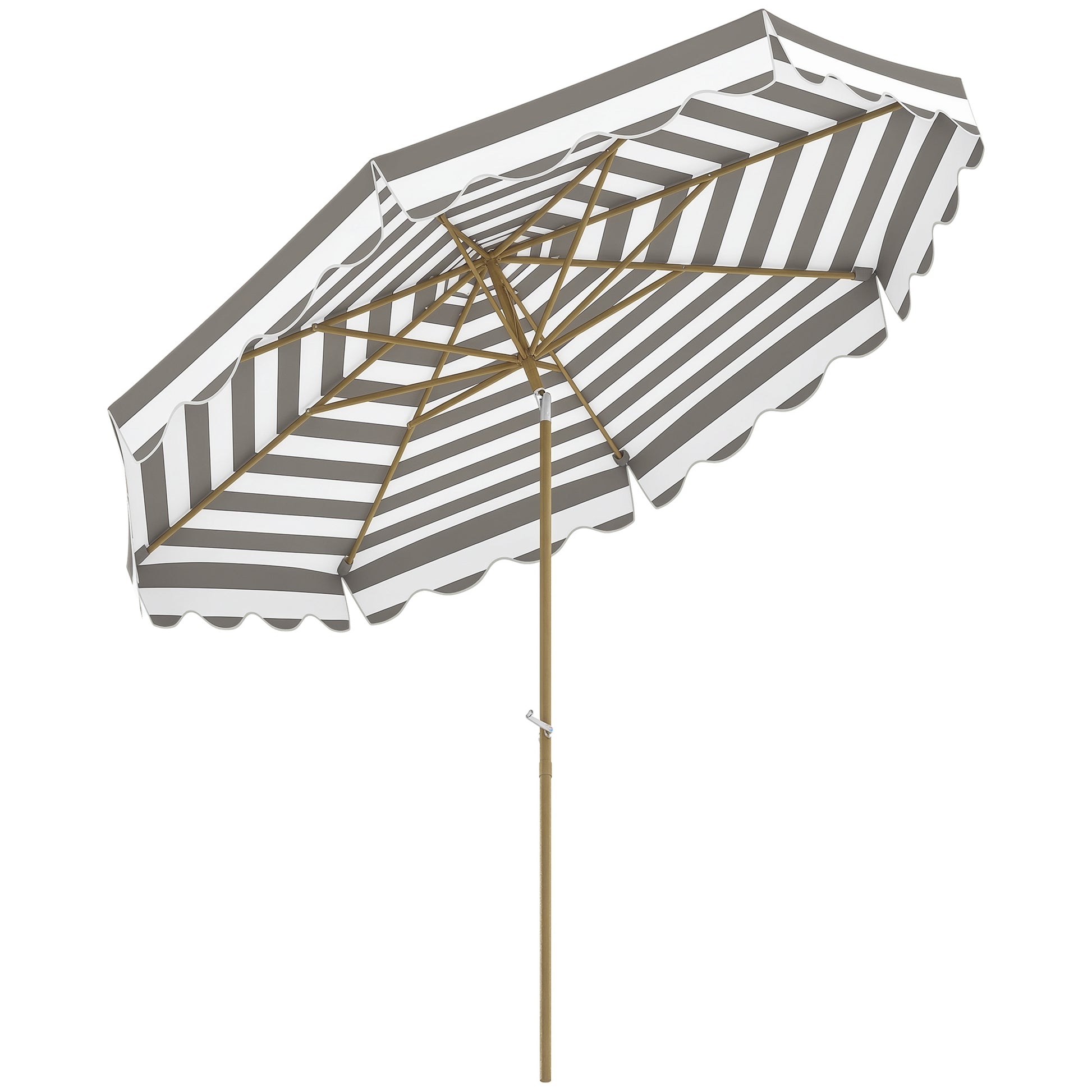 Terrace Exterior Umbrella Ø268 cm Garden Umbrella with Tiltable Angle and Crank UV 50+ Protection Sunshade for Patio Terrace Gray and White