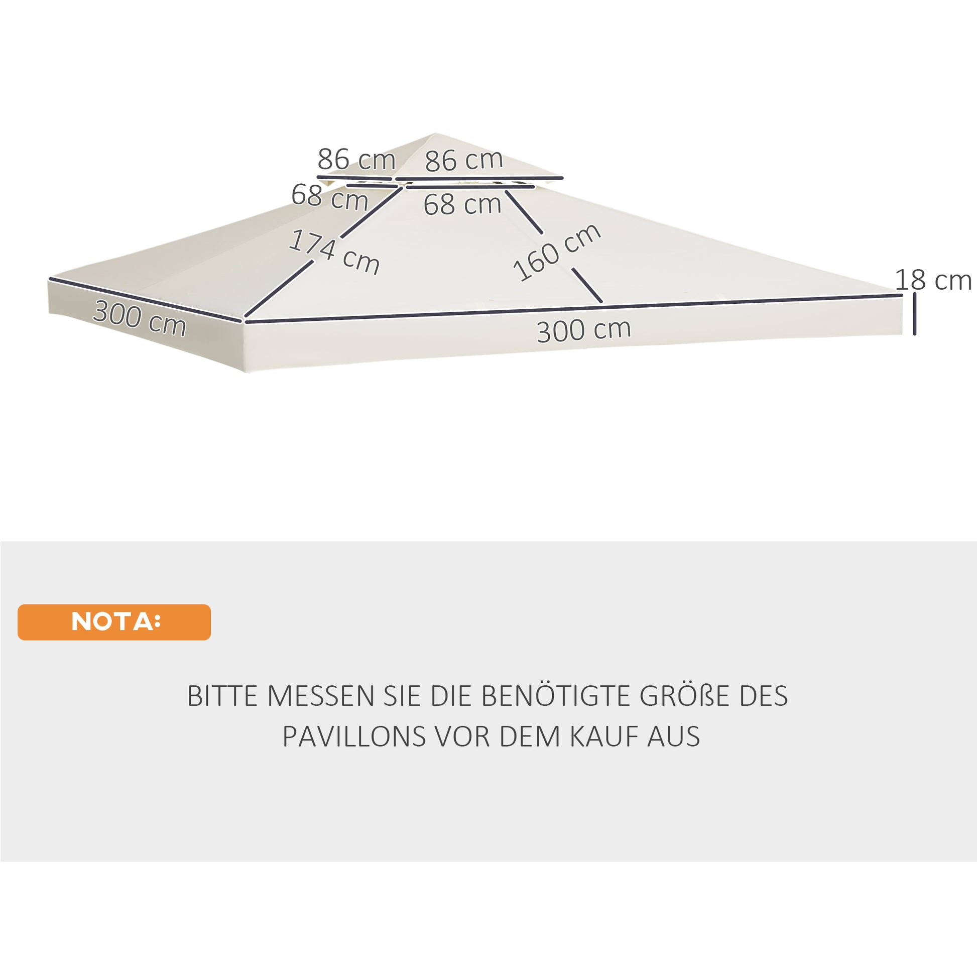 Replacement Roof for Pavilion 3x3m Water-repellent Pavilion Roof for Metal Pavilion Pavilion Replacement Roof Garden Pavilion Party Tent Garden Tent Polyester Cream White