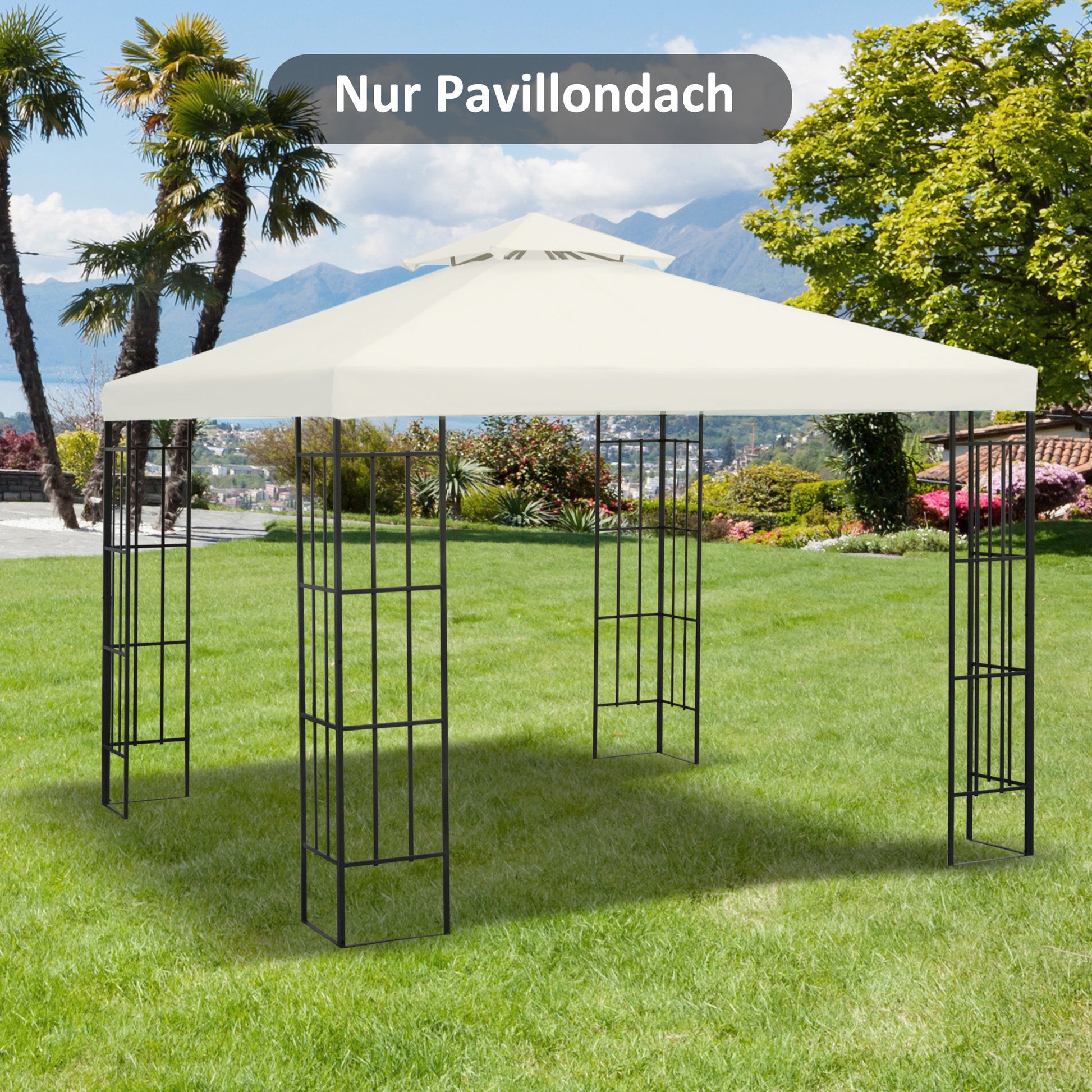 Replacement Roof for Pavilion 3x3m Water-repellent Pavilion Roof for Metal Pavilion Pavilion Replacement Roof Garden Pavilion Party Tent Garden Tent Polyester Cream White